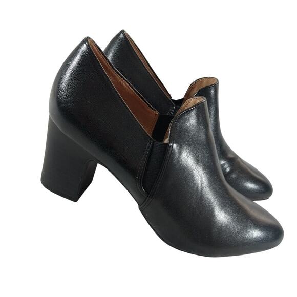 NWOT! ABELLA! EXPERT COMFORT! BLACK VEGAN LEATHER CHUNKY HEEL ANKLE BOOTS! SZ 6M - Picture 1 of 10